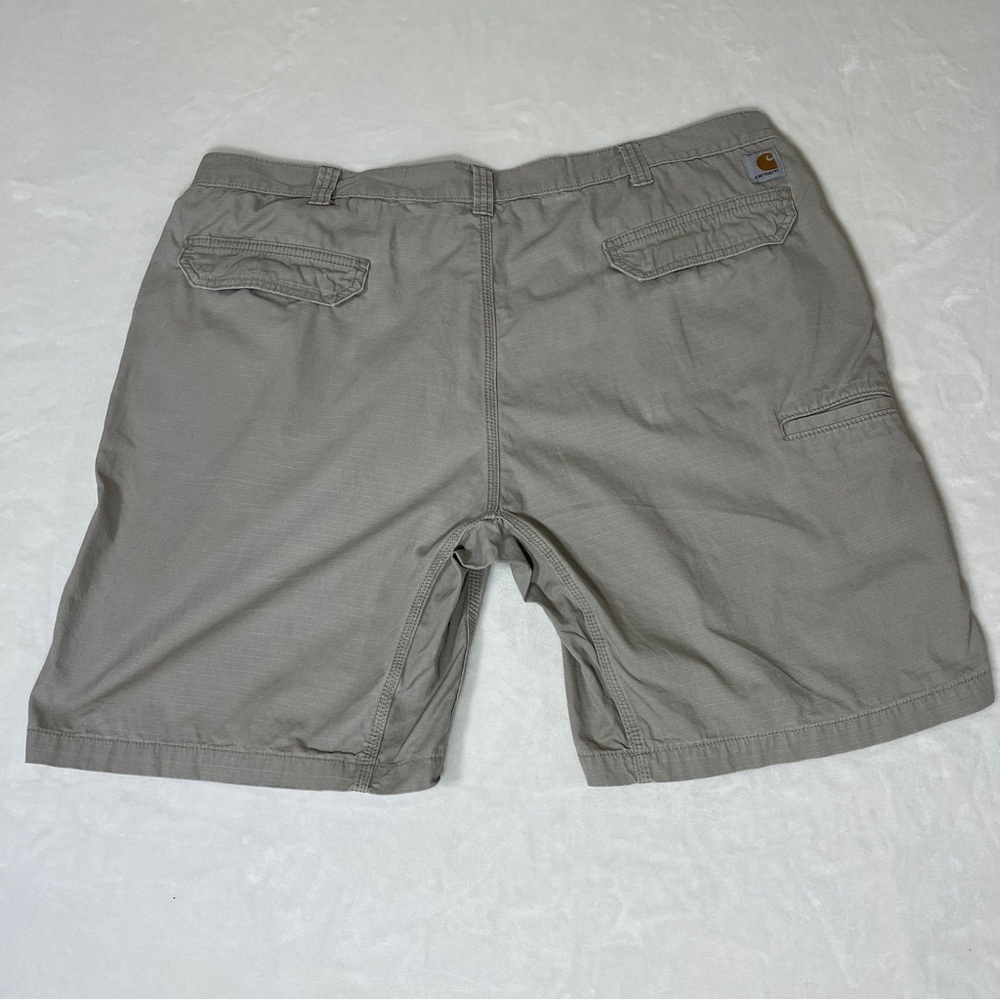 Carhartt Men's Relaxed Fit Canvas Work Shorts Khaki Size 44 Flat Front - Picture 2 of 13